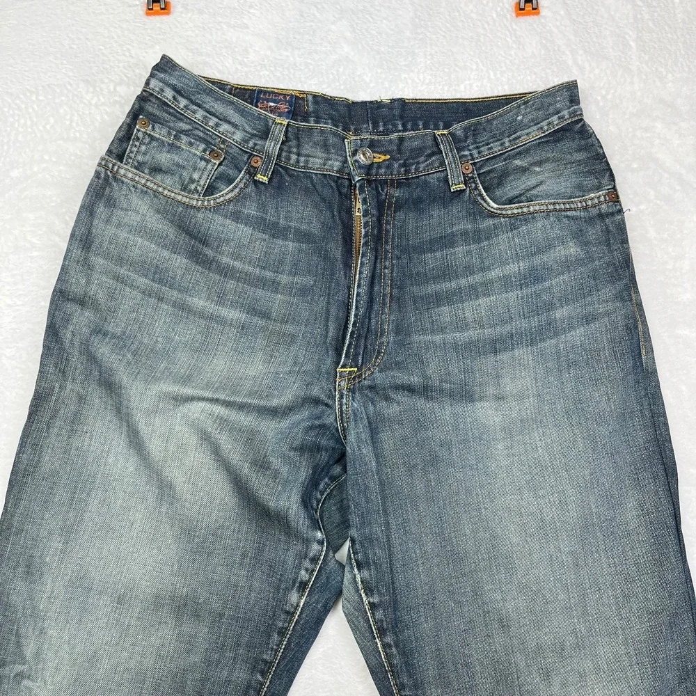 Vintage Lucky Brand Bootleg Jeans Men's Blue Wash Denim USA Made - 32X30.5‎